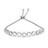 Zales 1/10 Ct. T.W. Diamond Sideways Heart Outline Bolo Bracelet In Sterling Silver - 10.5" Bracelets