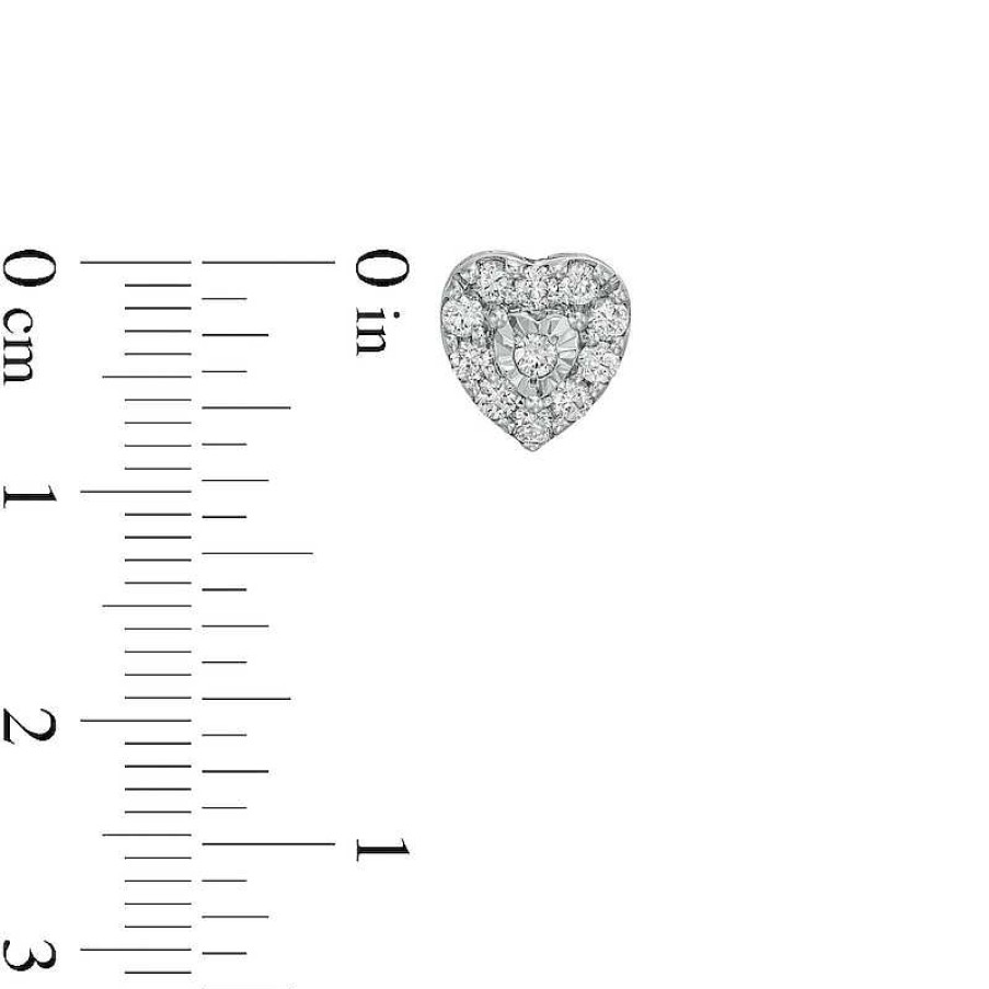 Zales 1 Ct. T.W. Diamond Heart-Shaped Frame Pendant And Stud Earrings Set In Sterling Silver Earrings