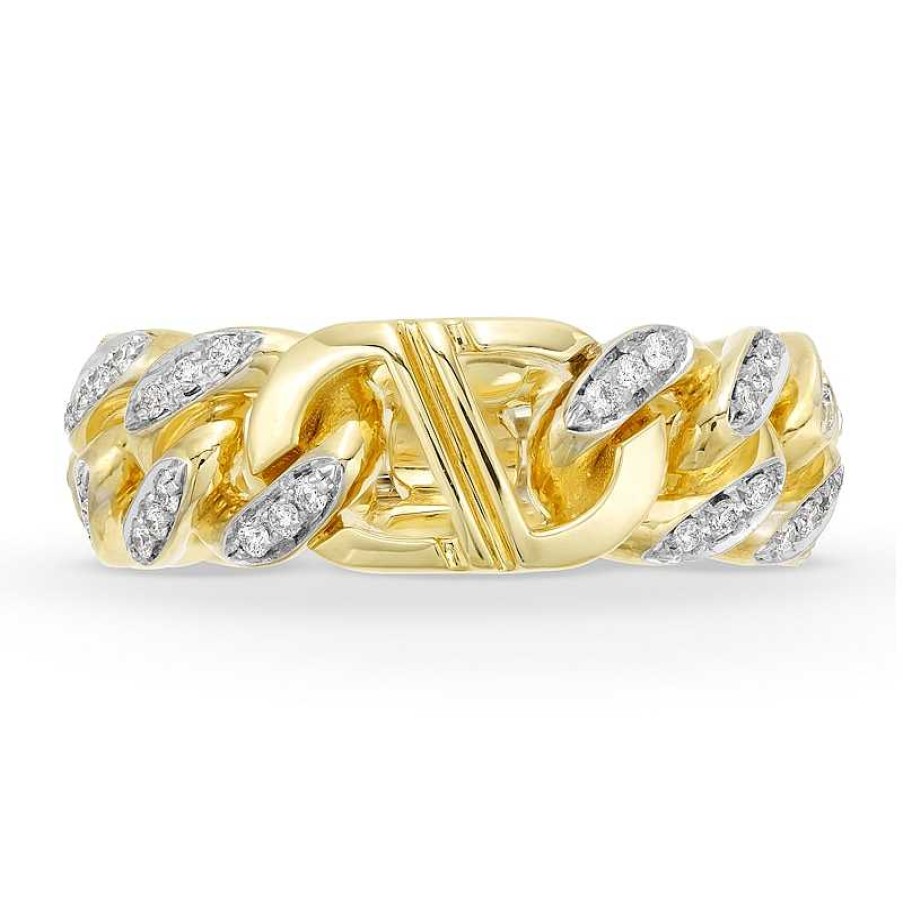 Zales Zales X Alessi Domenico 1/3 Ct. T.W. Diamond Miami Cuban Chain Ring In 18K Gold - Size 7-1/2 Rings