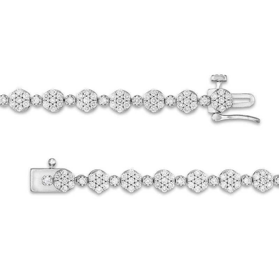 Zales 2 Ct. T.W. Lab-Created Diamond Flower Line Bracelet In 10K White Gold Bracelets