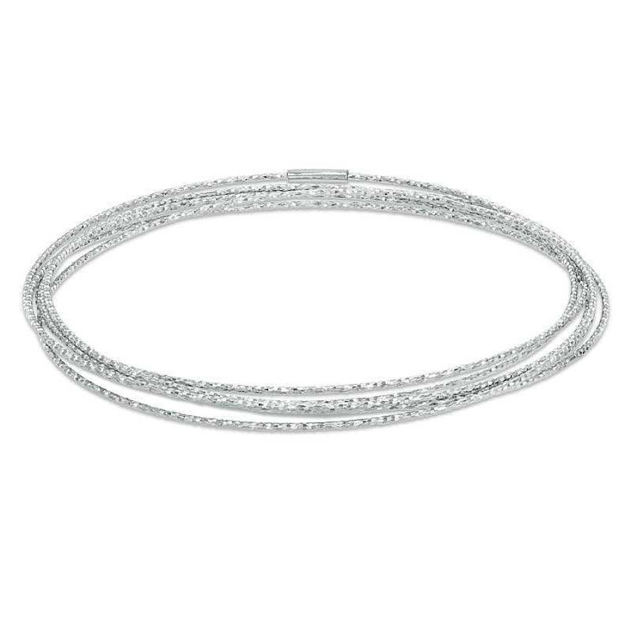 Zales Diamond-Cut Six Piece Stacked Bangle Set In Sterling Silver - 7.5" Bracelets