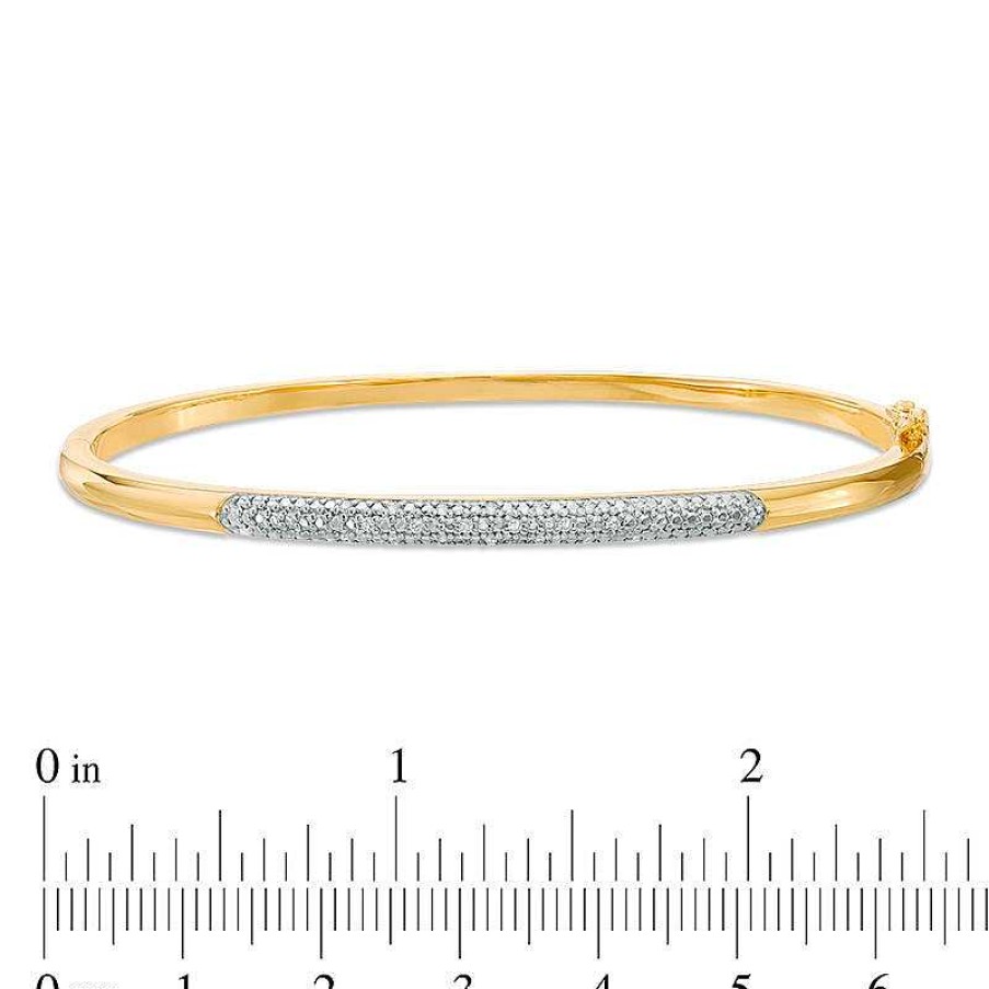 Zales 1/10 Ct. T.W. Diamond Bangle In Sterling Silver With 14K Gold Plate Bracelets