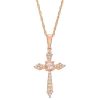 Zales 3.0Mm Morganite And 1/15 Ct. T.W. Diamond Pointed Cross Pendant In 10K Rose Gold Necklaces