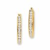 Zales 1/4 Ct. T.W. Channel-Set Diamond Oval Hoop Earrings In 14K Gold Earrings