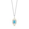 Zales Enchanted Disney Jasmine Oval Swiss Blue Topaz And 1/8 Ct. T.W. Diamond Arabesque Frame Pendant In Sterling Silver Necklaces