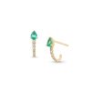 Zales Pear-Shaped Emerald And 1/15 Ct. T.W. Diamond J-Hoop Earrings In 10K Gold Earrings