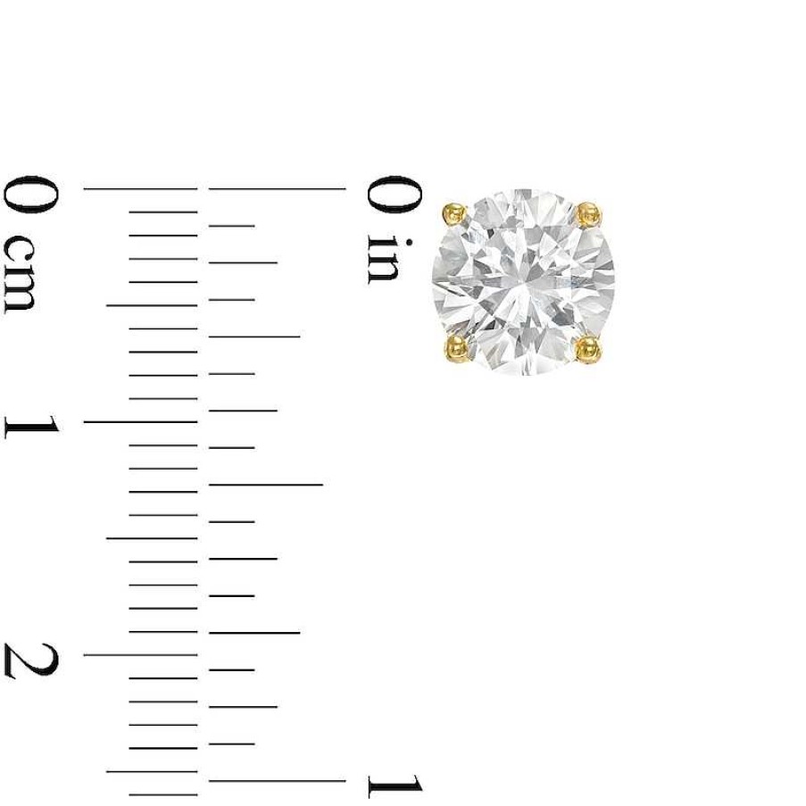 Zales 8.0Mm White Lab-Created Sapphire Solitaire Stud Earrings In 18K Gold Over Silver Earrings