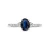 Zales Oval Blue Sapphire And 1/10 Ct. T.W. Diamond Ring In 10K White Gold Rings