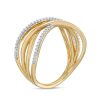 Zales 1/5 Ct. T.W. Diamond Multi-Row Crossover Ring In 10K Gold Rings