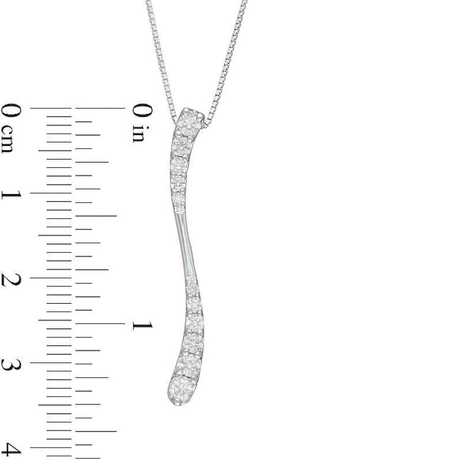 Zales 1/2 Ct. T.W. Journey Diamond Linear Wave Pendant In 10K White Gold Necklaces