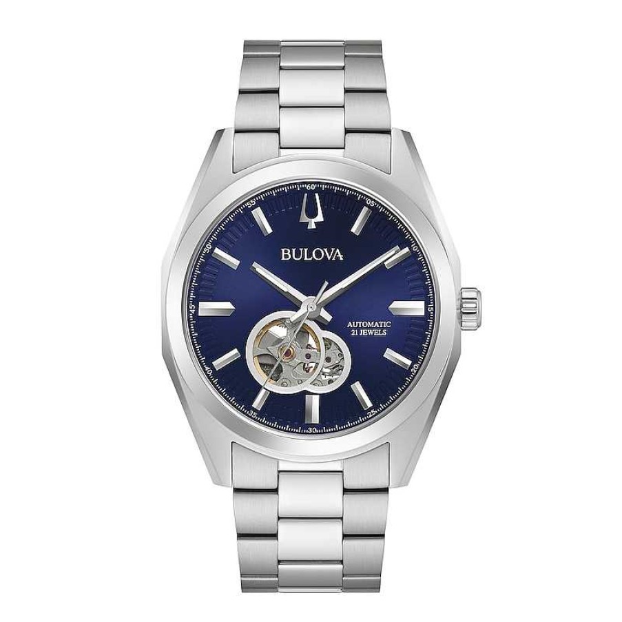 Bulova Men'S Bulova Surveyor Automatic Watch With Blue Skeleton Dial (Model: 96A275) Watches