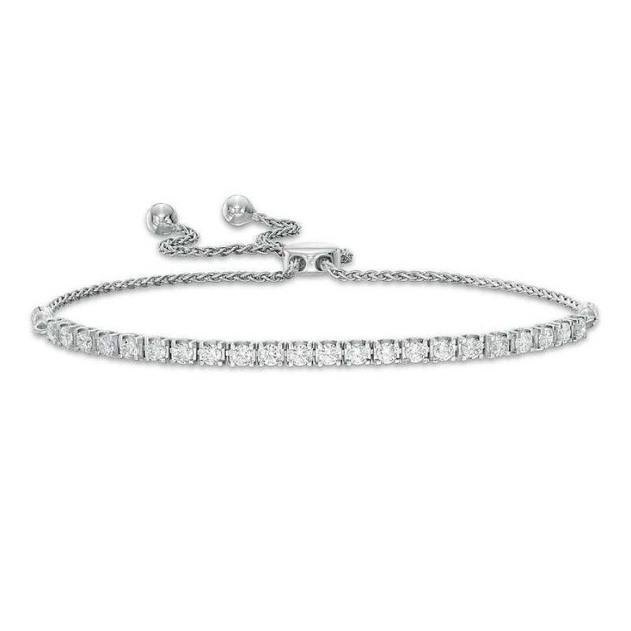 Zales 1 Ct. T.W. Certified Lab-Created Diamond Tennis Bolo Bracelet In 14K White Gold (F/Si2) - 9.0" Bracelets