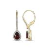 Zales Pear-Shaped Garnet And White Lab-Created Sapphire Frame Drop Earrings In Sterling Silver With 18K Gold Plate Earrings