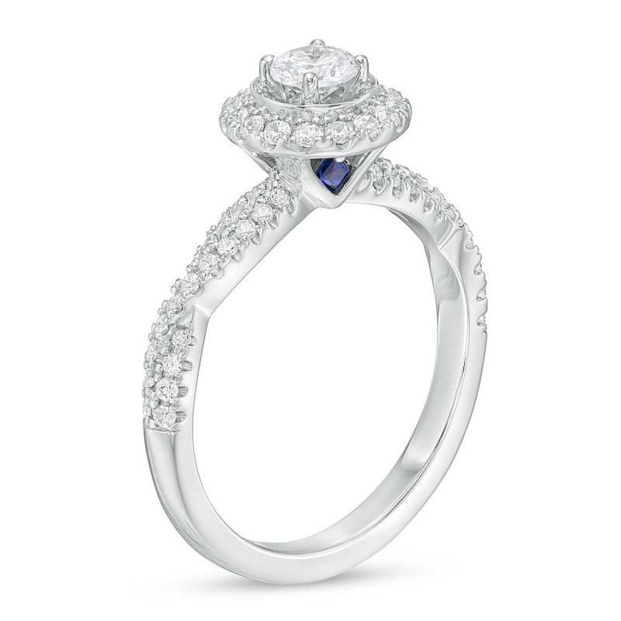 Zales Vera Wang Love Collection 3/4 Ct. T.W. Diamond Double Frame Twist Shank Engagement Ring In 14K White Gold Rings