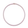 Zales 4.0Mm Heart-Shaped Pink Lab-Created Sapphire Tennis Necklace In Sterling Silver With Rose Rhodium Necklaces