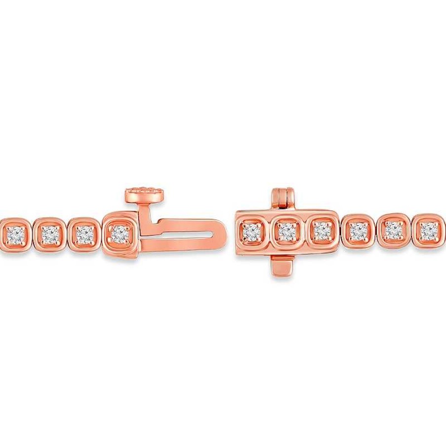 Zales 1 Ct. T.W. Diamond Cushion-Shaped Frame Tennis Bracelet In 10K Rose Gold Bracelets