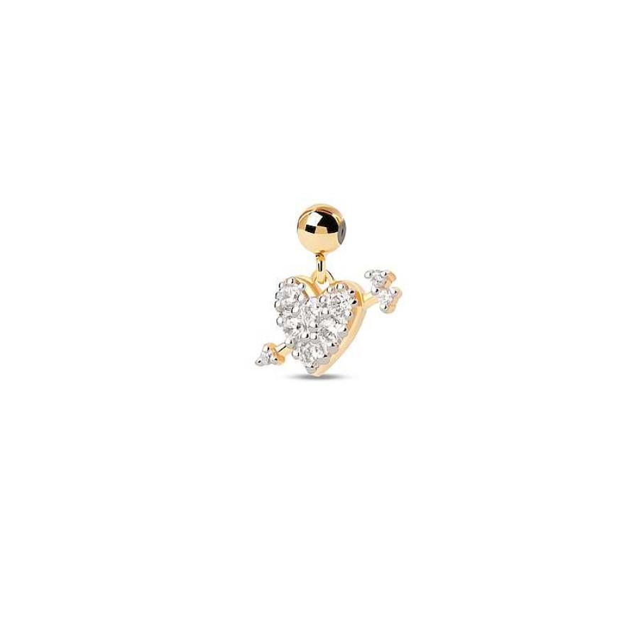 Zales Pdpaola At Zales Cubic Zirconia Heart With Arrow Bead Charm In Sterling Silver With 18K Gold Plate Necklaces