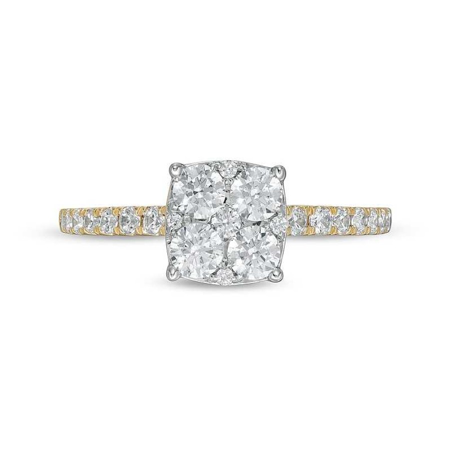 Zales 1 Ct. T.W. Cushion-Shaped Multi-Diamond Engagement Ring In 14K Gold Rings