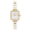 Coach Ladies' Coach Cass Crystal Accent Gold-Tone Ip White Resin Bangle Watch With Square White Dial (Model: 14504308) Watches