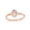 Zales Oval Morganite And 1/15 Ct. T.W. Diamond Frame Art Deco Ring In 10K Rose Gold Rings