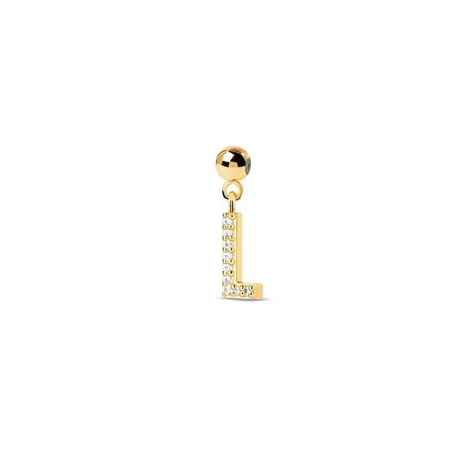 Zales Pdpaola At Zales Cubic Zirconia Letter "L" Initial Bead Charm In Sterling Silver With 18K Gold Plate Necklaces