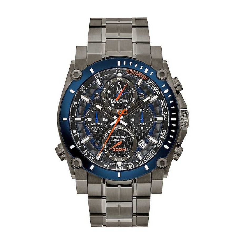 Bulova Men'S Bulova Precisionist Chronograph Two-Tone Ip Watch With Black Dial (Model: 98B343) Watches