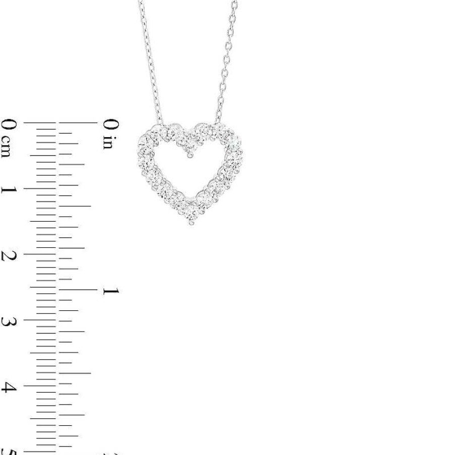 Zales 1 Ct. T.W. Certified Lab-Created Diamond Heart Outline Pendant In 14K White Gold (F/Si2) Necklaces