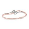 Zales 1/4 Ct. T.W. Diamond Cluster Bangle In Sterling Silver And 14K Rose Gold Plate Bracelets