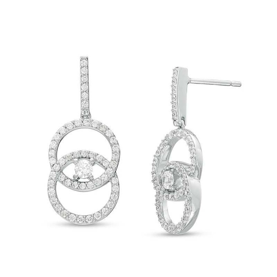 Zales You Me Us 1 Ct. T.W. Diamond Intertwined Circle Drop Earrings In 10K White Gold Earrings