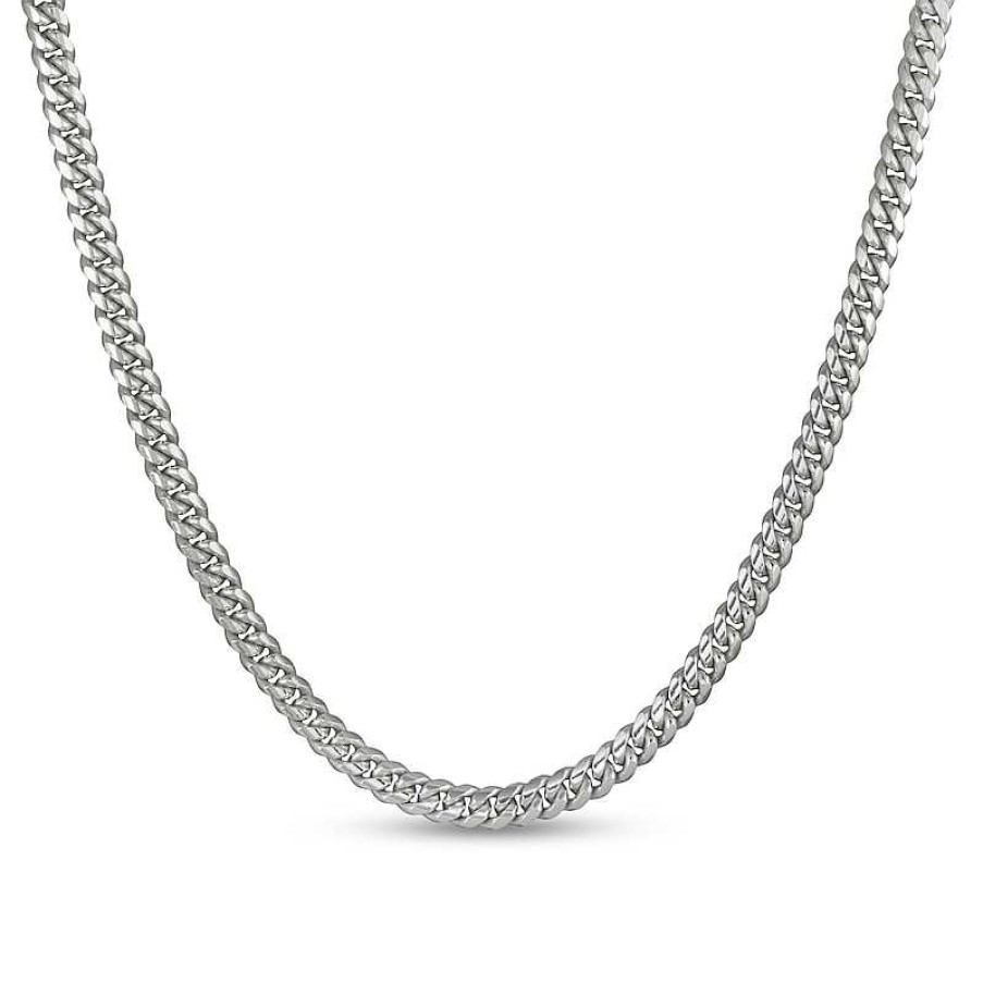 Zales 6.4Mm Diamond-Cut Cuban Curb Chain Necklace In Solid Sterling Silver - 24" Necklaces