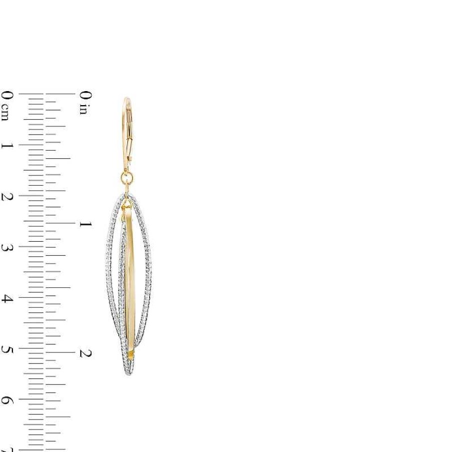 Zales Oro Diamante Diamond-Cut Layered Elongated Oval Drop Earrings In 14K Two-Tone Gold Earrings