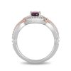 Zales Enchanted Disney Mulan Live Action Rhodolite Garnet And 1/6 Ct. T.W. Diamond Ring In Sterling Silver And 10K Rose Gold Rings