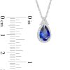 Zales Pear-Shaped Blue And White Lab-Created Sapphire Frame Split Bail Pendant In Sterling Silver Necklaces