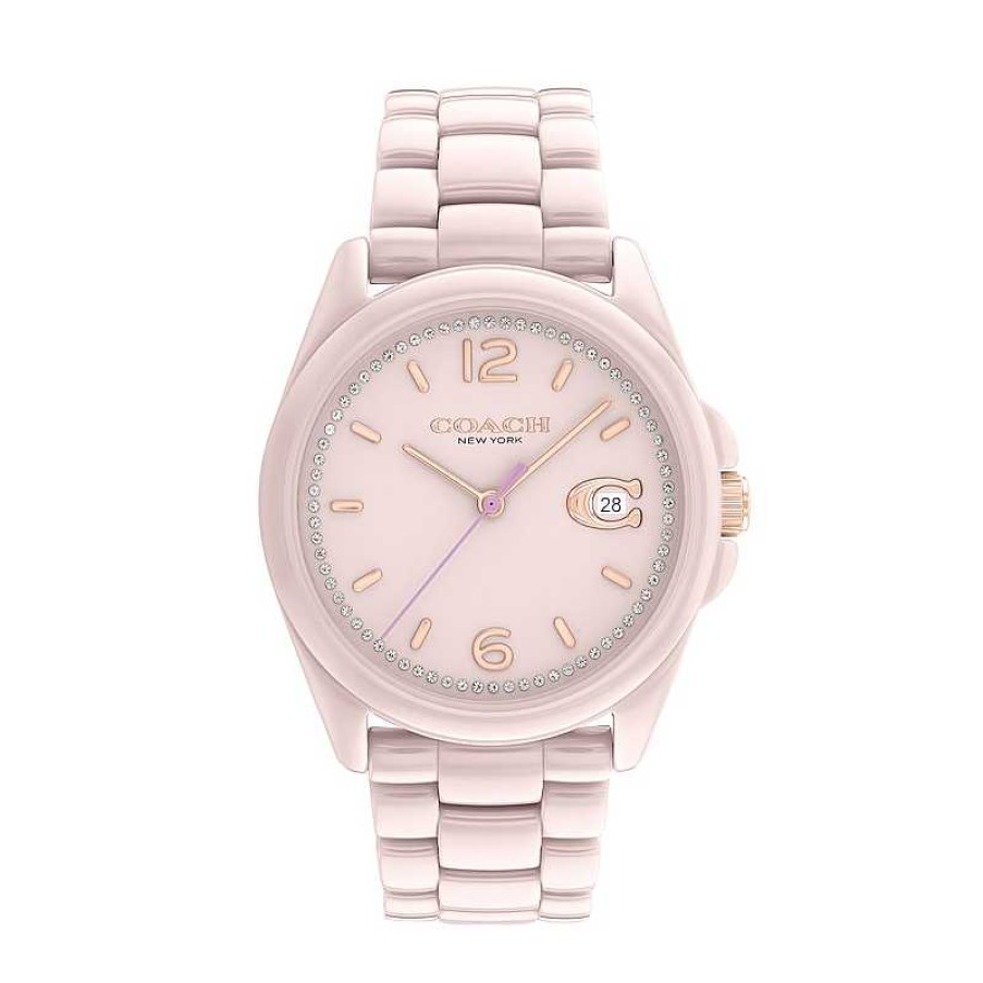 Coach Ladies' Coach Greyson Crystal Accent Pink Ceramic Watch (Model: 14503926) Watches