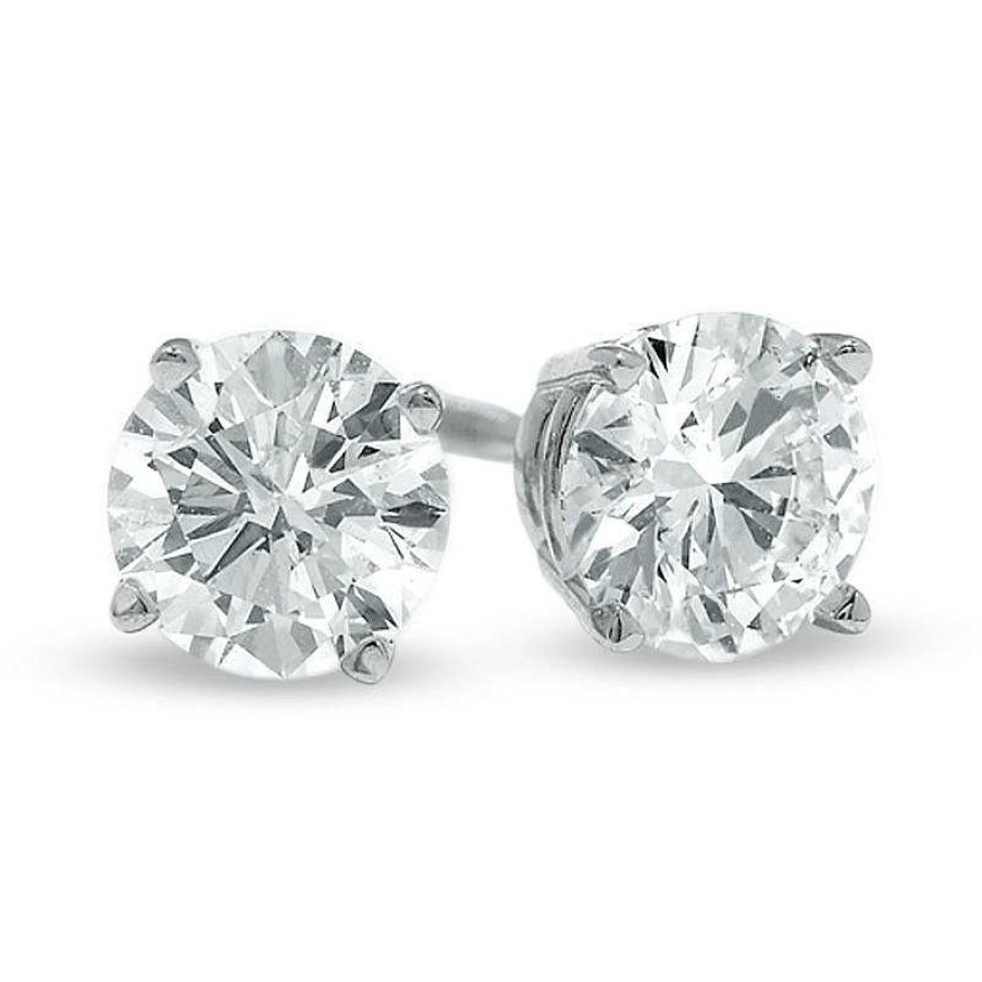 Zales 1 Ct. T.W. Diamond Solitaire Stud Earrings In 14K White Gold (I/I1) Earrings