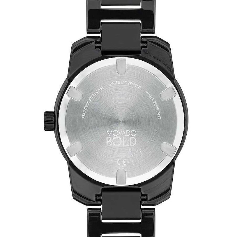 Movado Men'S Movado Bold® Verso Black Ceramic And Grey Ip Watch With Black Dial (Model: 3600727) Watches