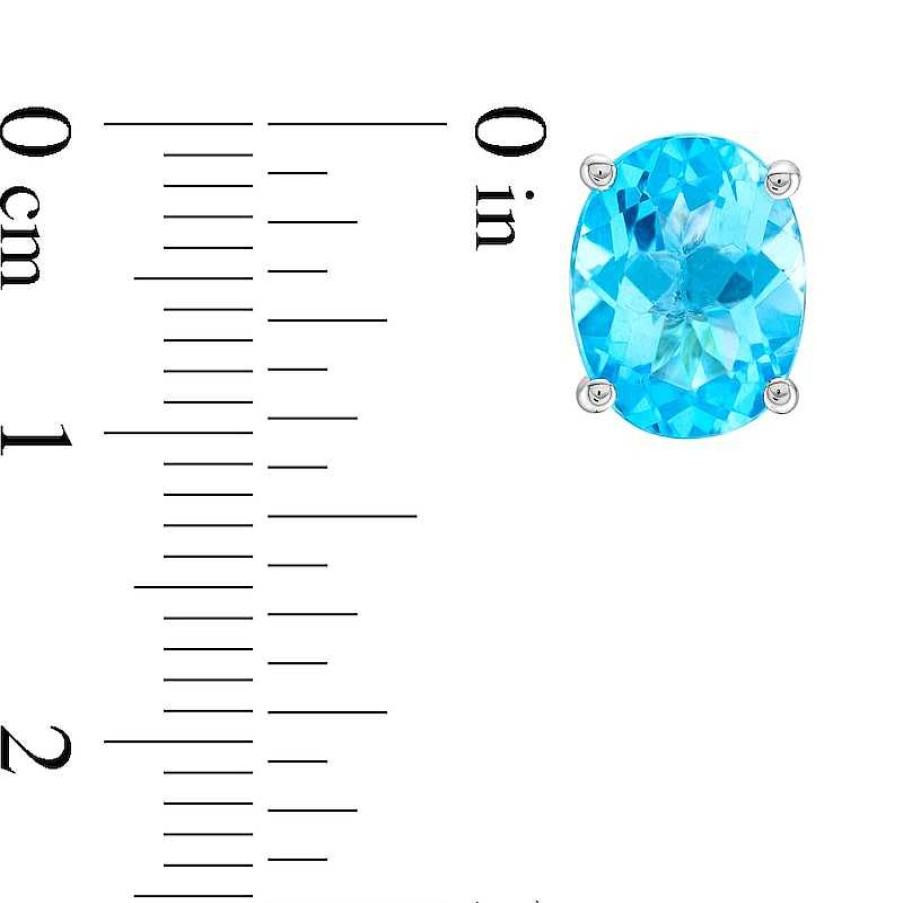 Zales Oval Swiss Blue Topaz Stud Earrings In Sterling Silver Earrings