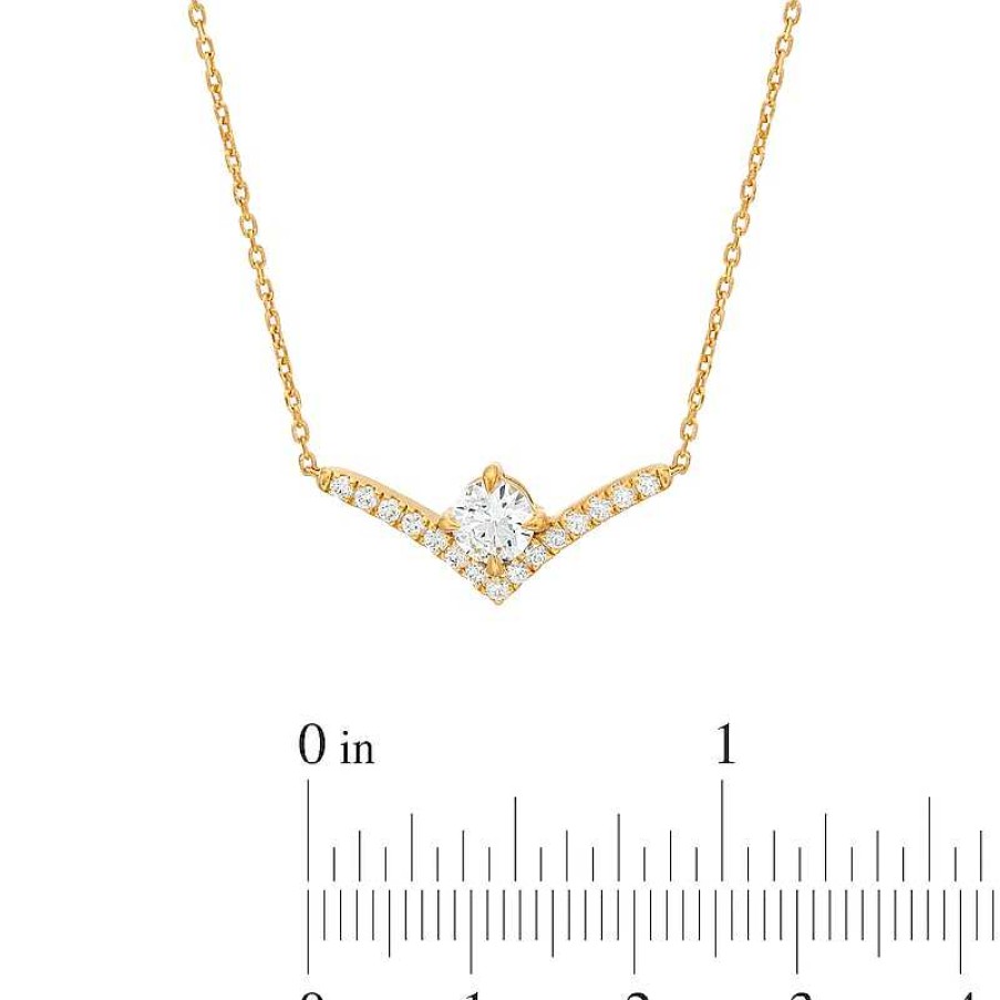 Zales You'Re The One 5/8 Ct. T.W. Certified Lab-Created Diamond Chevron Necklace In 14K Gold (F/Si2) 18.5" Necklaces