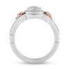 Zales Enchanted Disney Belle 1/3 Ct. T.W. Cushion-Shaped Multi-Diamond Frame Ring In Sterling Silver And 10K Rose Gold Rings