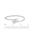 Zales 7.0-7.5Mm Cultured Freshwater Pearl And Diamond Accent Heart Bypass Bangle In Sterling Silver - 7.5" Bracelets