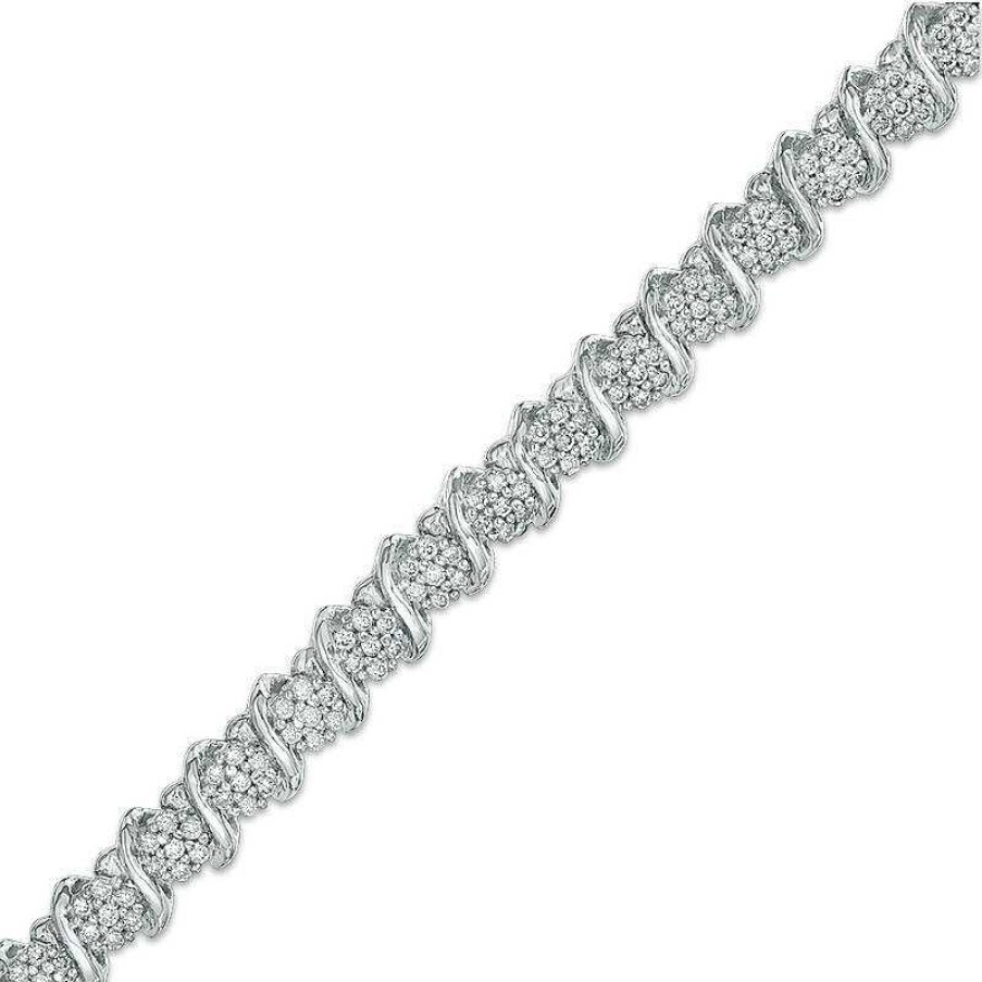 Zales 1 Ct. T.W. Diamond "S" Tennis Bracelet In Sterling Silver Bracelets