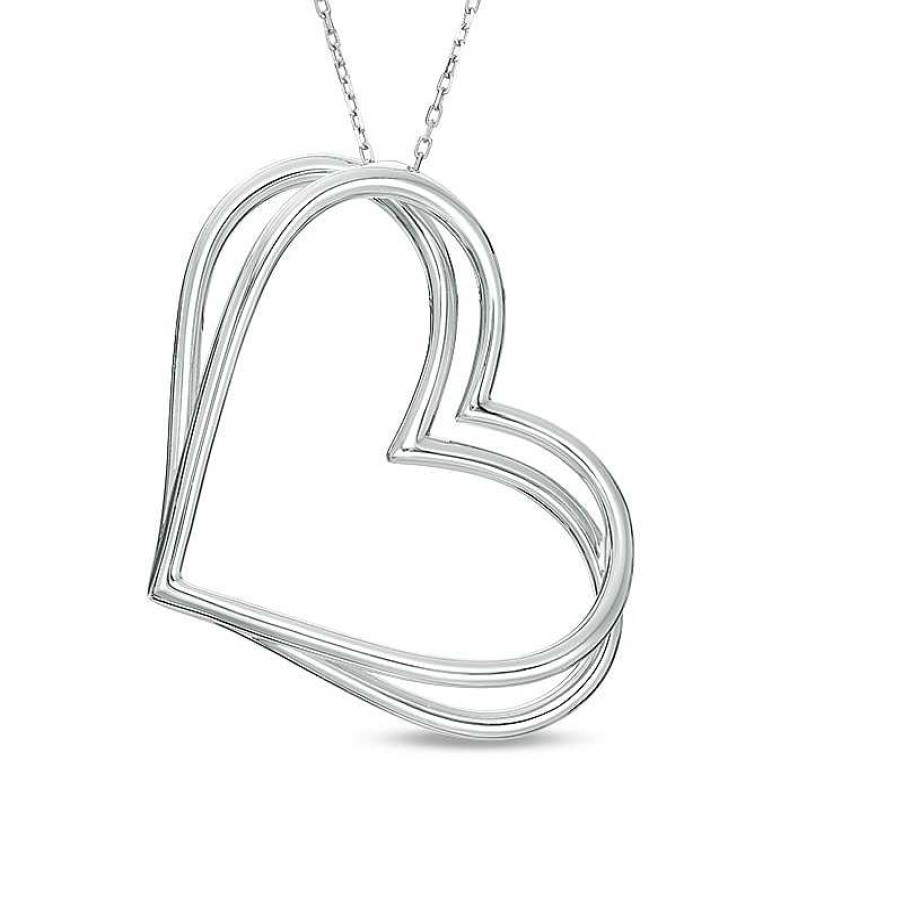 Zales The Kindred Heart From Vera Wang Love Collection Tilted Pendant In Sterling Silver - 19" Necklaces