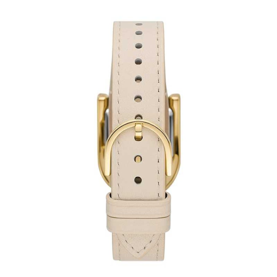 Fossil Ladies' Fossil Harwell Nude Litehide Leather Strap Watch With Rectangular Gold-Tone Sunray Dial (Model: Es5280) Watches