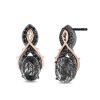 Zales Enchanted Disney Villains Maleficent Quartz And 1/4 Ct. T.W. Black Diamond Drop Earrings In Sterling Silver Earrings