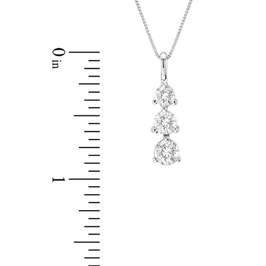 Zales 1 Ct. T.W. Diamond Linear Three Stone Drop Pendant In 14K White Gold Necklaces