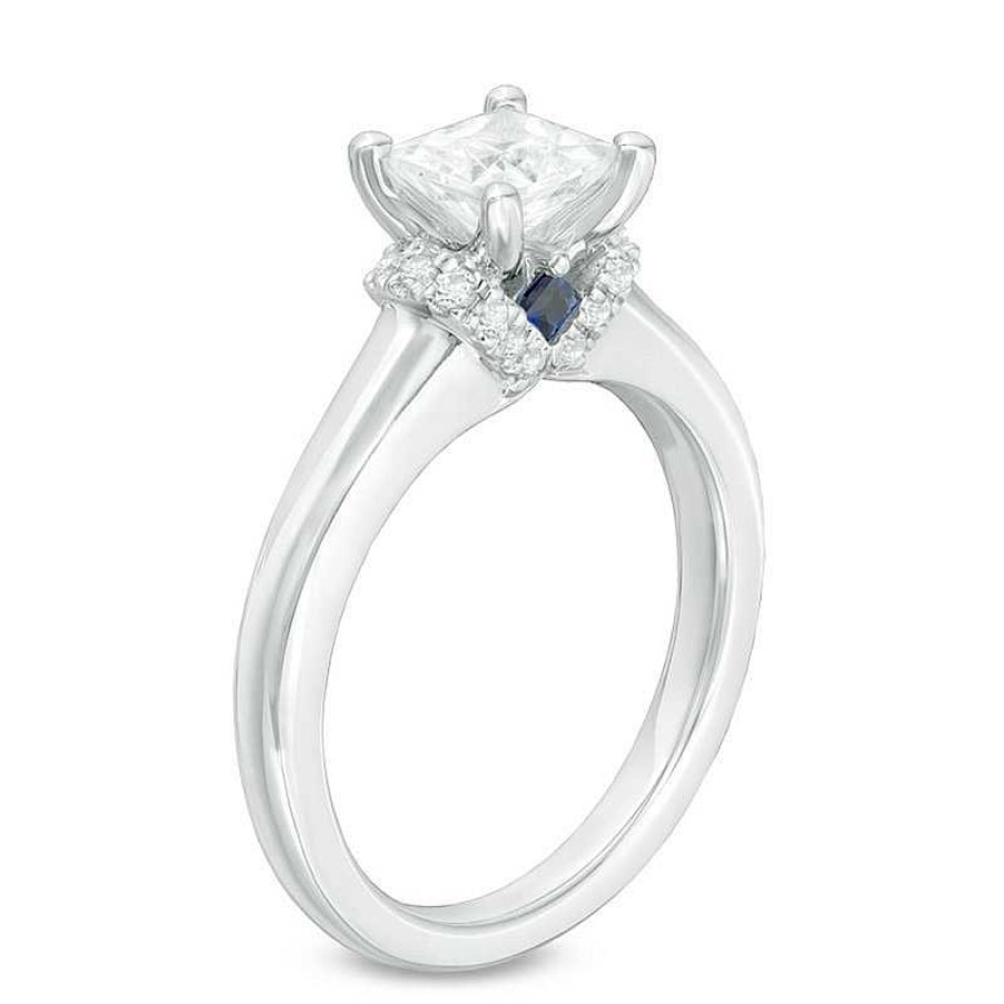 Zales Vera Wang Love Collection 1-1/10 Ct. T.W. Princess-Cut Diamond Solitaire Collar Engagement Ring In 14K White Gold Rings