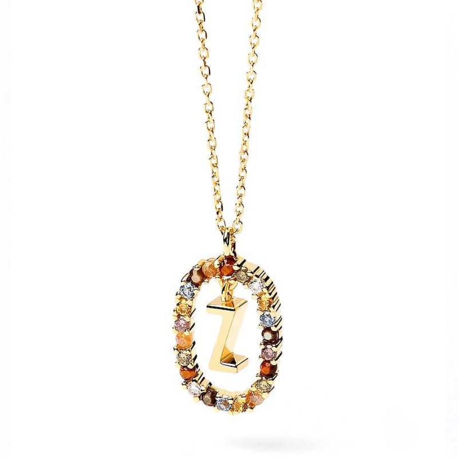 Zales Pdpaola At Zales Multi-Color "Z" Pendant In Sterling Silver With 18K Gold Plate Necklaces