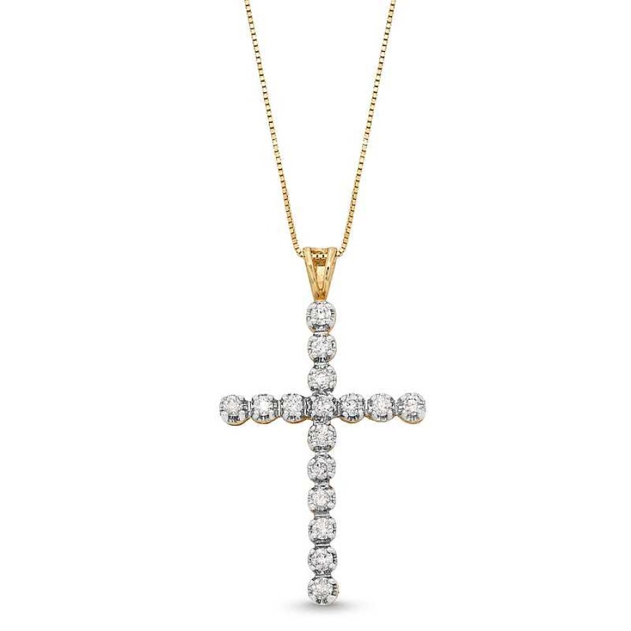 Zales 1 Ct. T.W. Diamond Cross Pendant In 10K Gold Necklaces