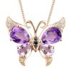 Zales Amethyst And Enhanced Black And White Diamond Accent Butterfly Pendant In Sterling Silver With 14K Rose Gold Plate Necklaces