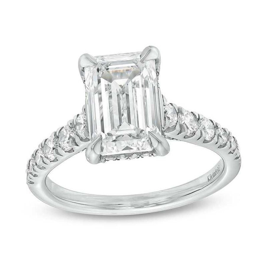 Zales Kleinfeld® X Zales 3-3/4 Ct. T.W. Certified Emerald-Cut Lab-Created Diamond Engagement Ring In Platinum (F/Vs2) Rings